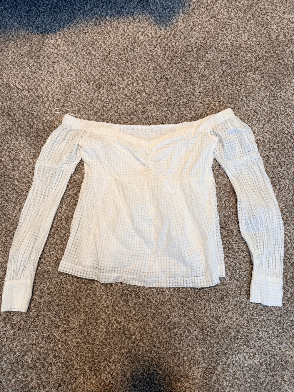 Anthropologie White Off-the-Shoulder Eyelet Peasant Blouse